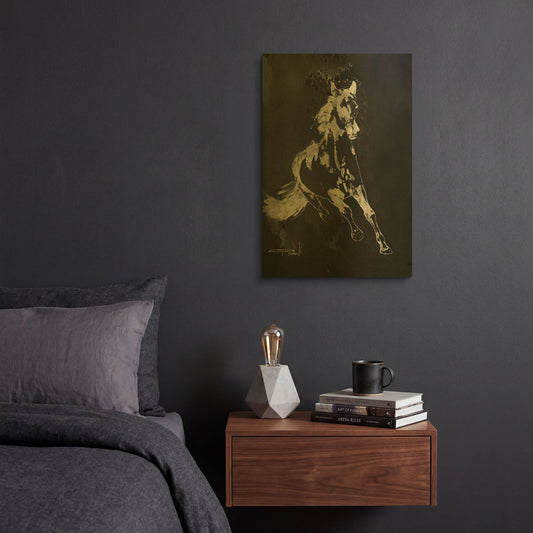 'Wild Running Horse 2' By Irena Orlov Gold Metal Wall Art