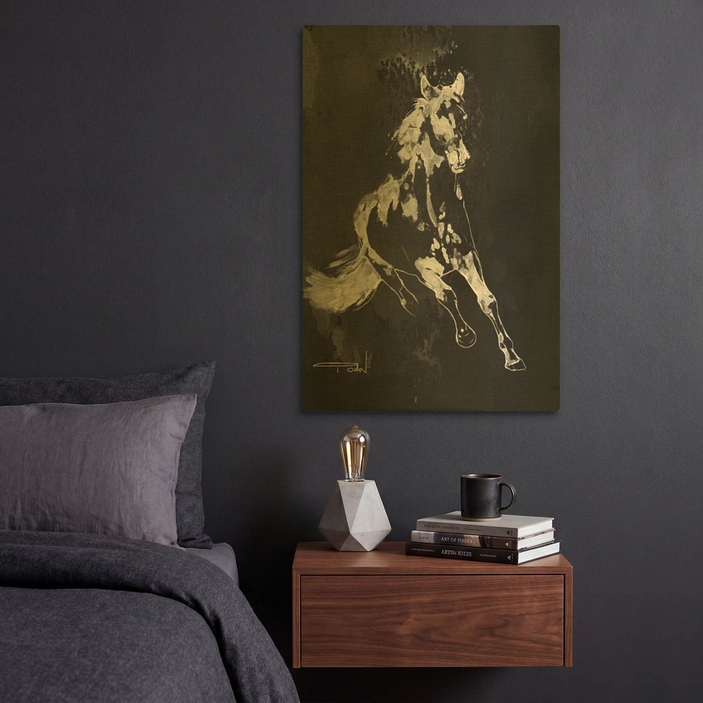 'Wild Running Horse 2' By Irena Orlov Gold Metal Wall Art