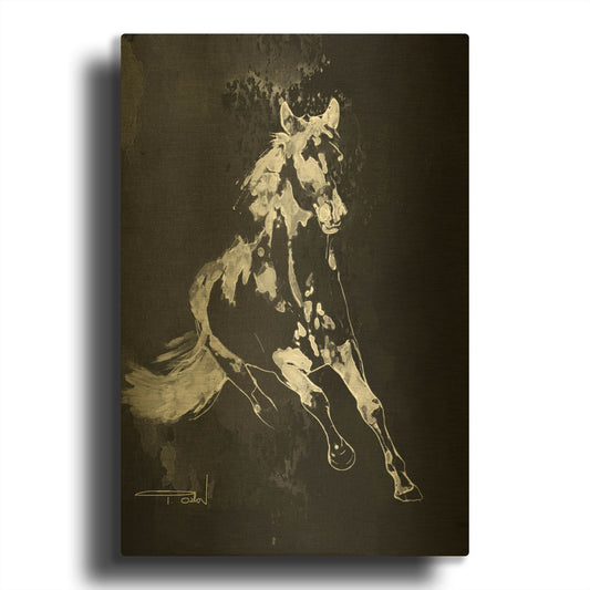 'Wild Running Horse 2' By Irena Orlov Gold Metal Wall Art