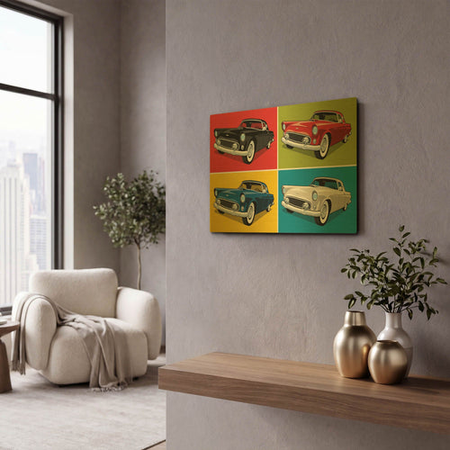 '1956 Thunderbird Classic Car' By Ron Magnes Gold Metal Wall Art