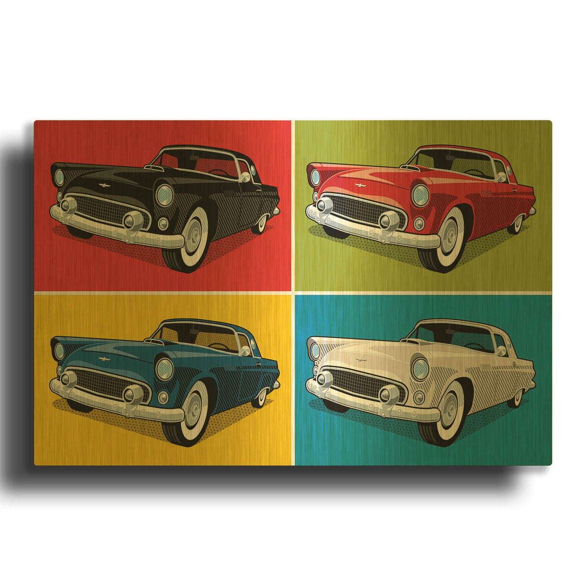 '1956 Thunderbird Classic Car' By Ron Magnes Gold Metal Wall Art