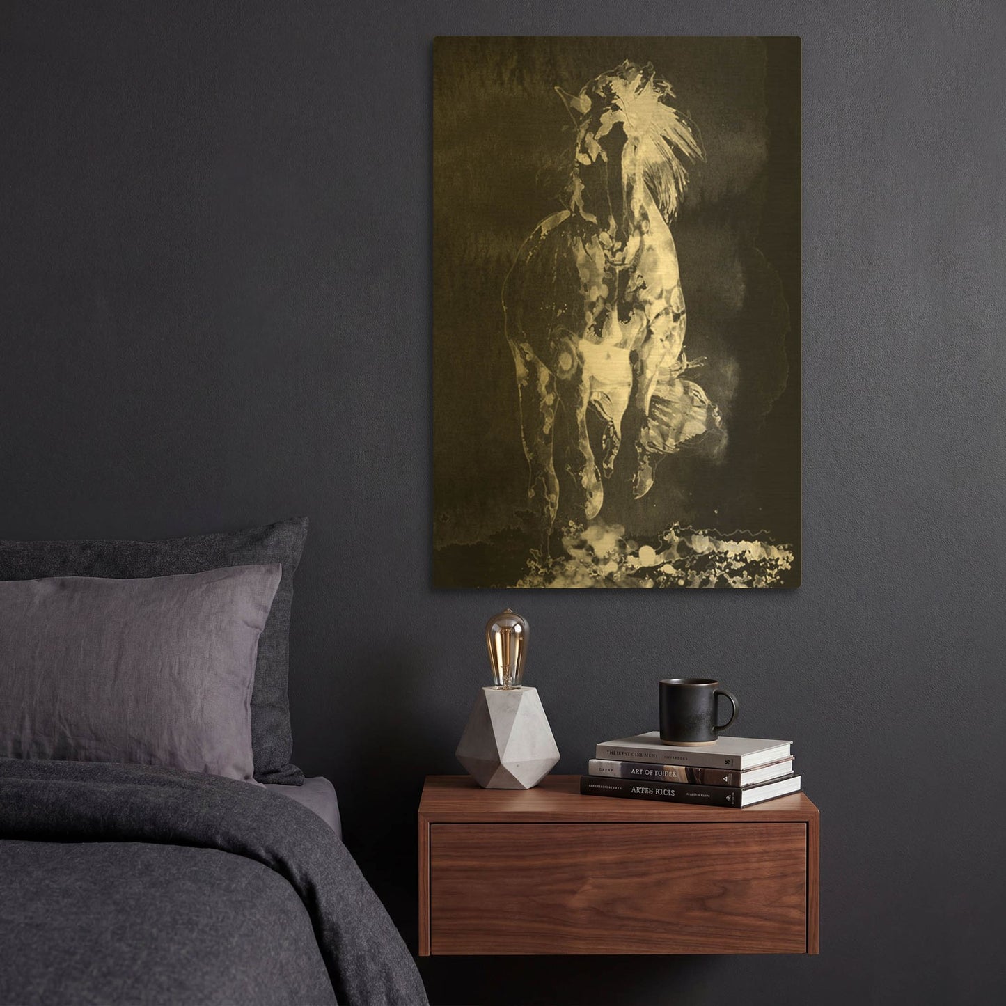 'Wild Running Horse 3' By Irena Orlov Gold Metal Wall Art