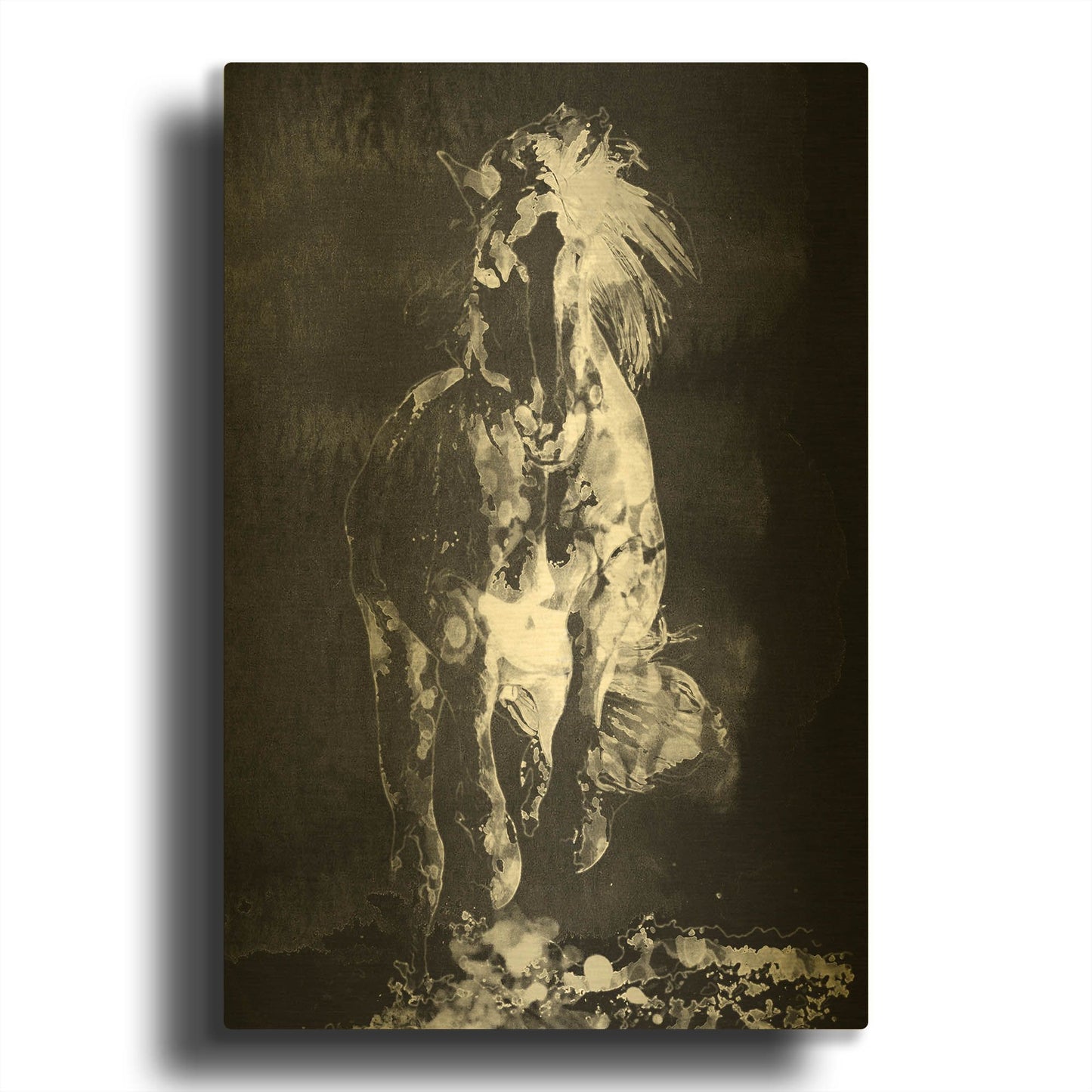 'Wild Running Horse 3' By Irena Orlov Gold Metal Wall Art