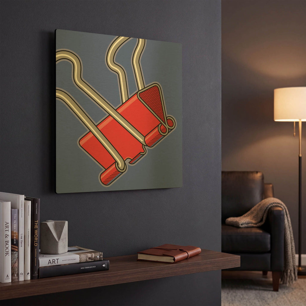 'Paper Clip Office Supply' By Ron Magnes Gold Metal Wall Art