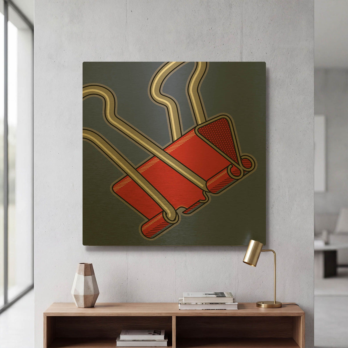 'Paper Clip Office Supply' By Ron Magnes Gold Metal Wall Art