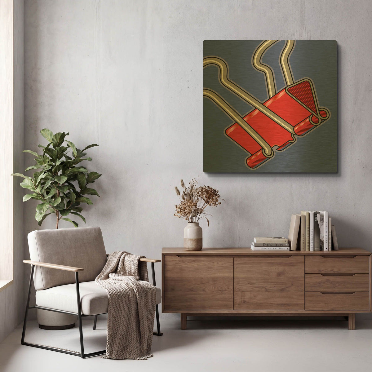 'Paper Clip Office Supply' By Ron Magnes Gold Metal Wall Art