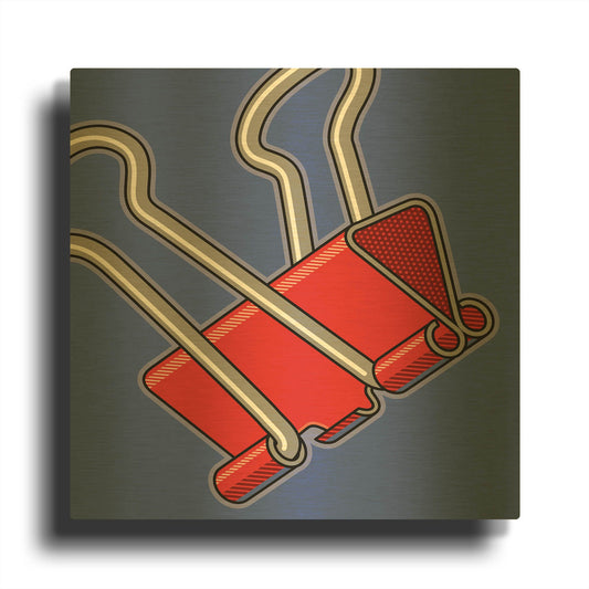 'Paper Clip Office Supply' By Ron Magnes Gold Metal Wall Art