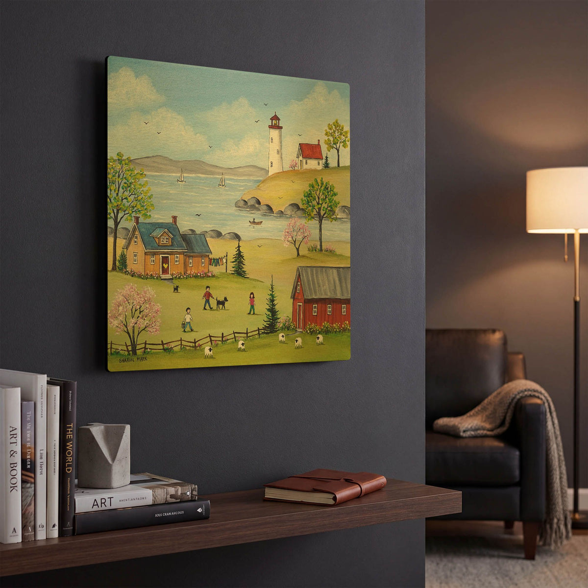 'At the Bay' By Sharon Mark Gold Metal Wall Art
