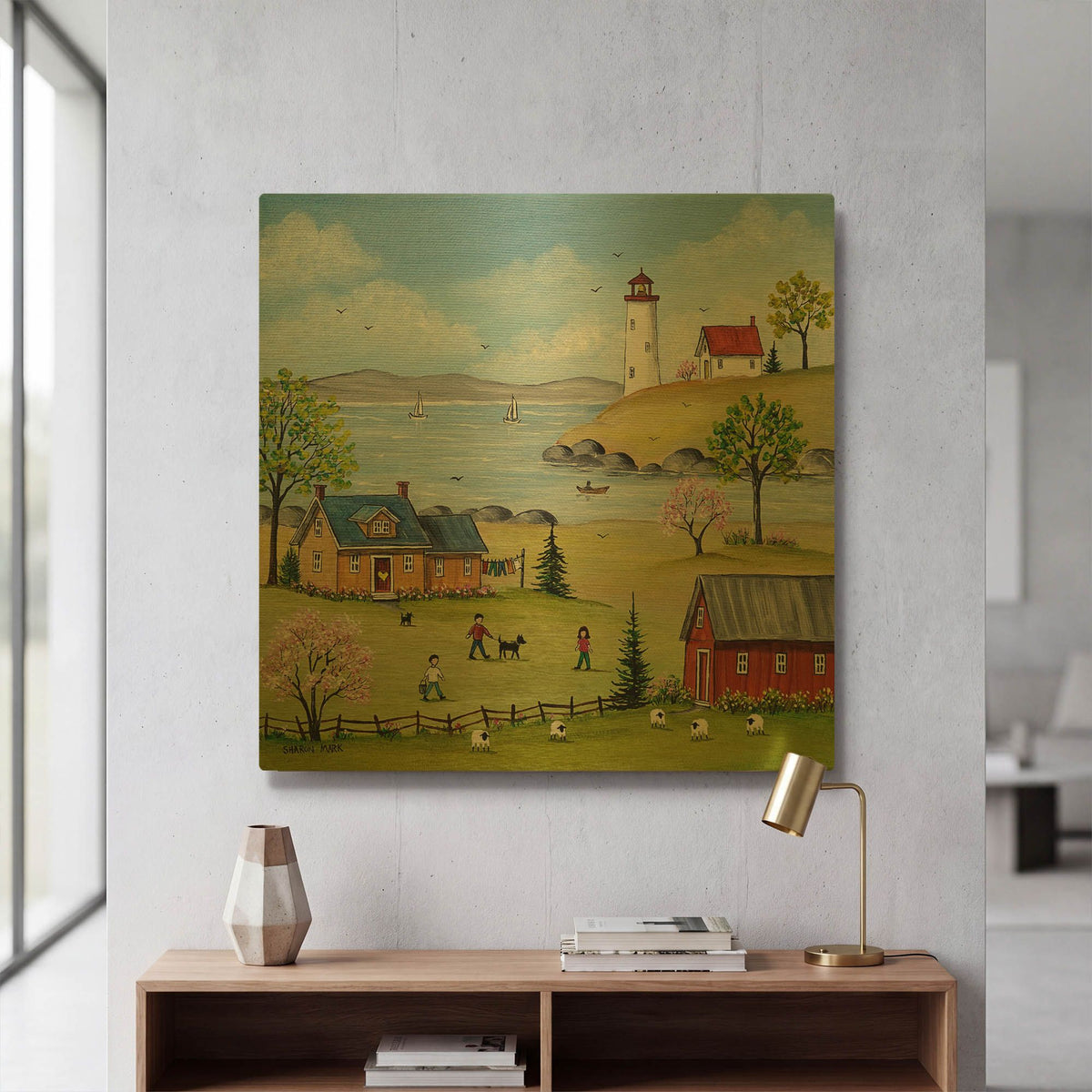 'At the Bay' By Sharon Mark Gold Metal Wall Art
