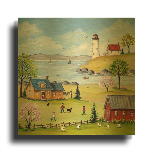 'At the Bay' By Sharon Mark Gold Metal Wall Art