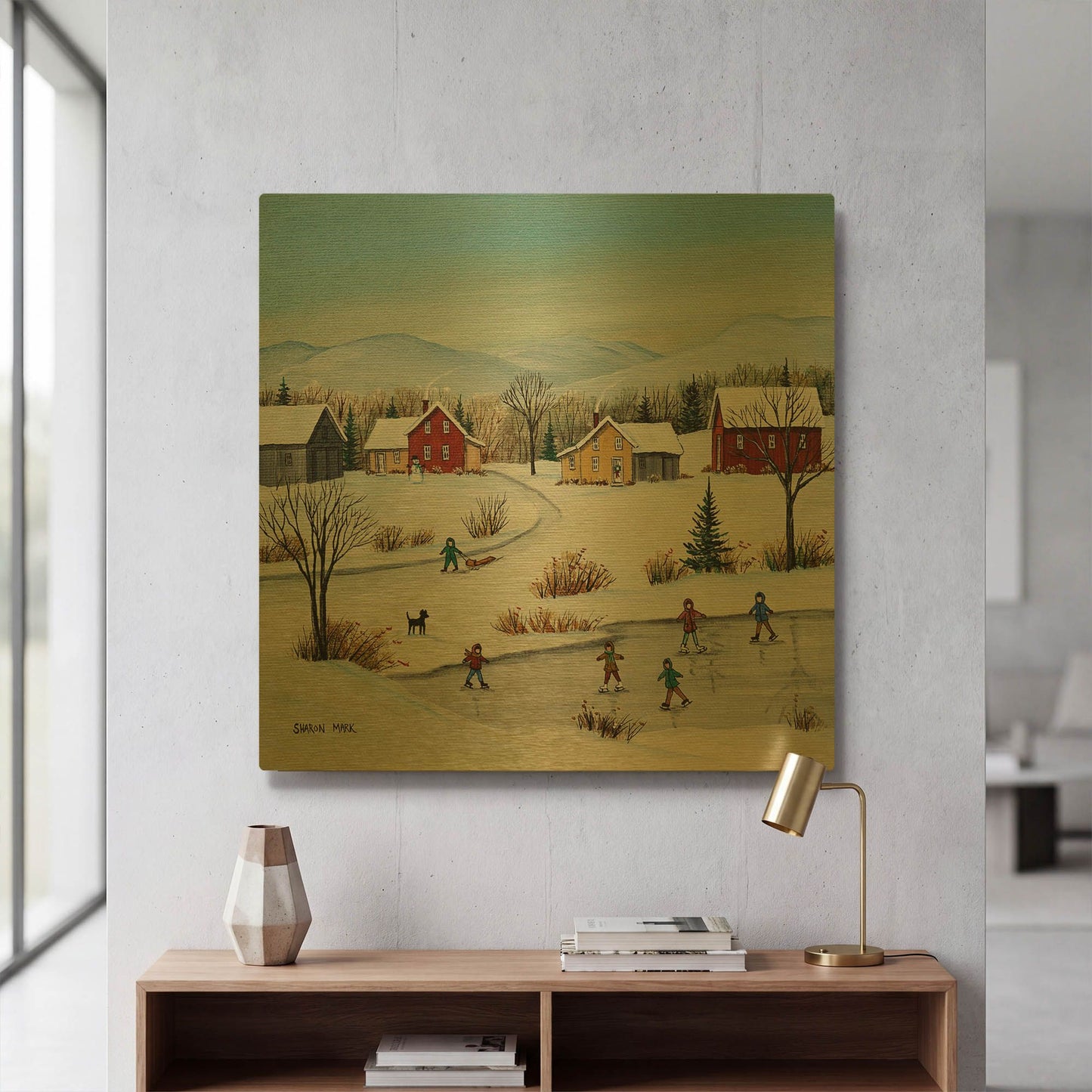'At the Ice Patch' By Sharon Mark Gold Metal Wall Art