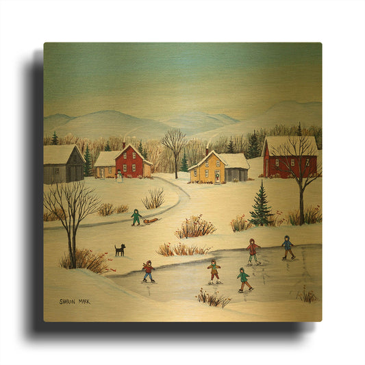 'At the Ice Patch' By Sharon Mark Gold Metal Wall Art