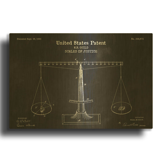 'Scales of Justice Blueprint Patent Chalkboard' By LUXE Gold Metal Wall Art