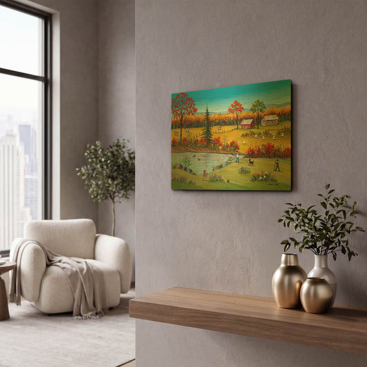 'Autumn by the Brook' By Sharon Mark Gold Metal Wall Art