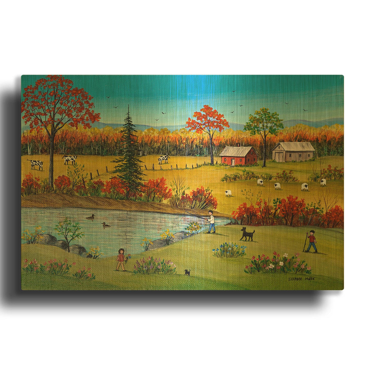 'Autumn by the Brook' By Sharon Mark Gold Metal Wall Art