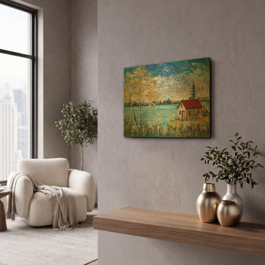 'Birches on the Lake' By Sharon Mark Gold Metal Wall Art