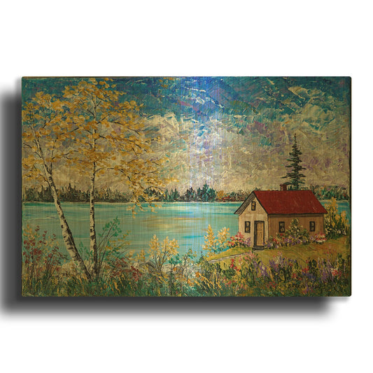 'Birches on the Lake' By Sharon Mark Gold Metal Wall Art