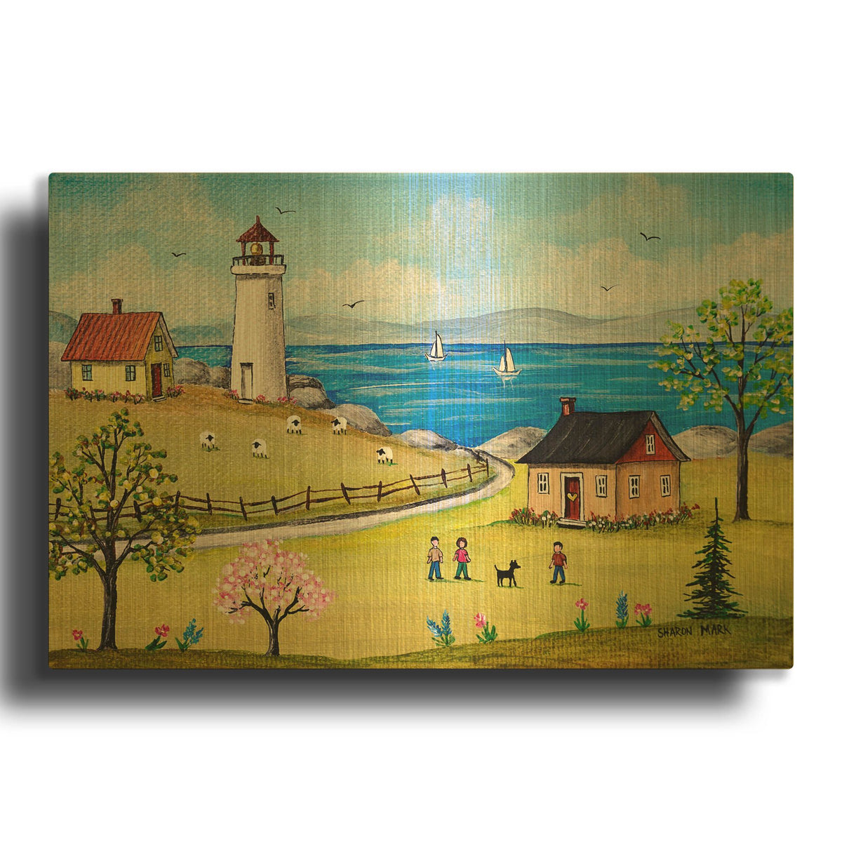 'Blue Sea' By Sharon Mark Gold Metal Wall Art