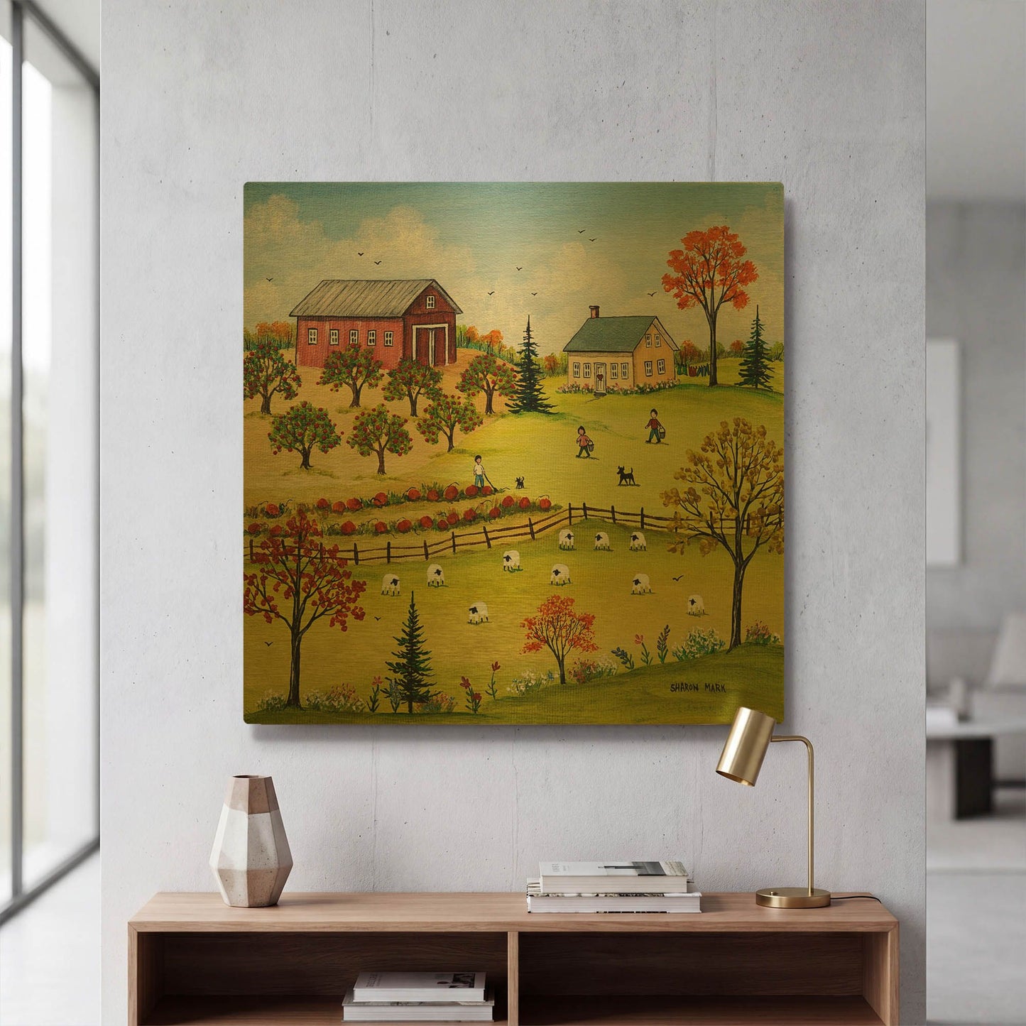 'Chore Time' By Sharon Mark Gold Metal Wall Art