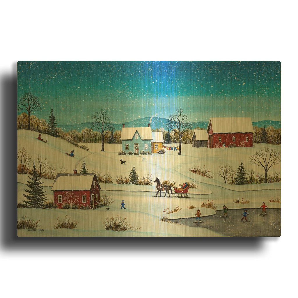 'Falling Snow' By Sharon Mark Gold Metal Wall Art