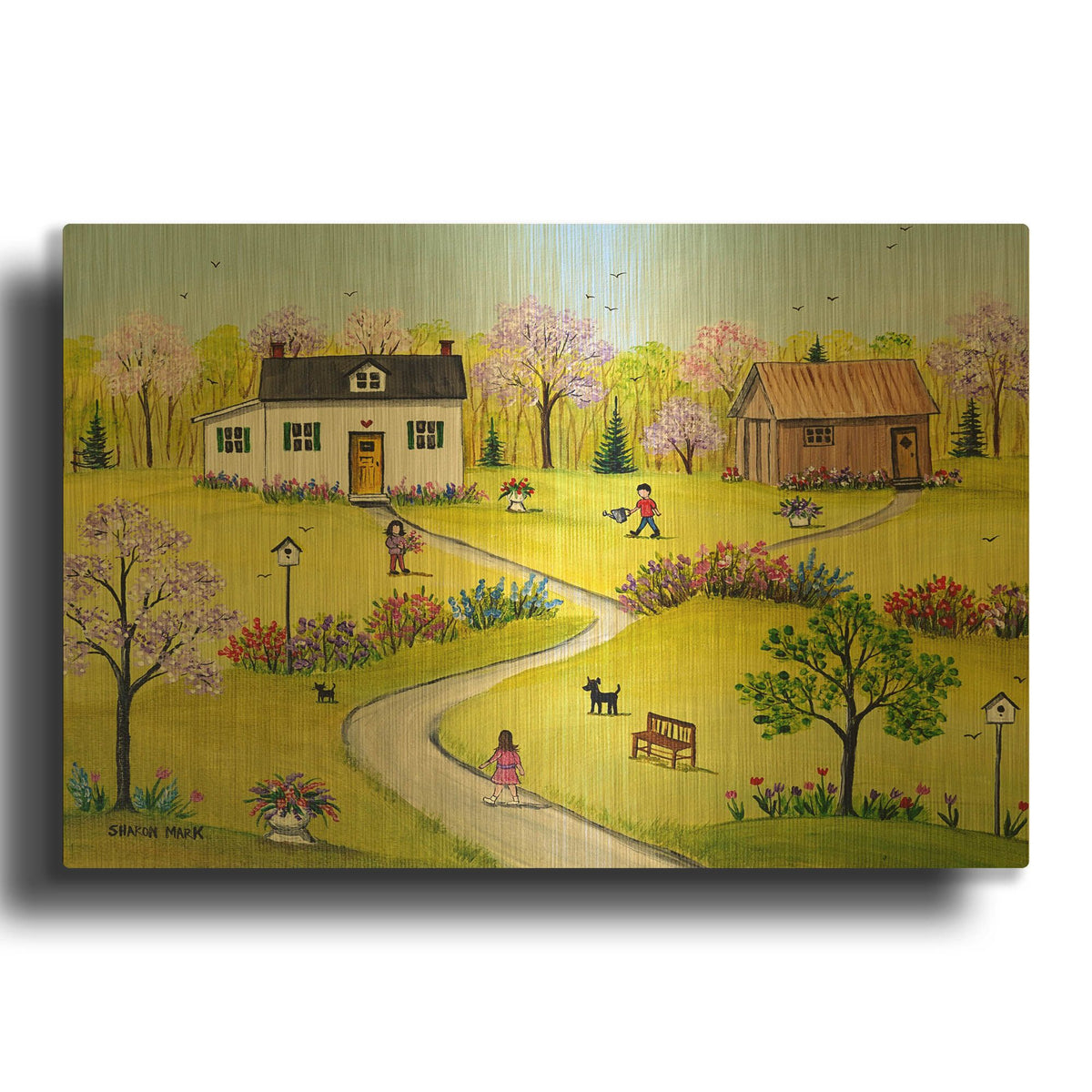 'Flower Garden' By Sharon Mark Gold Metal Wall Art