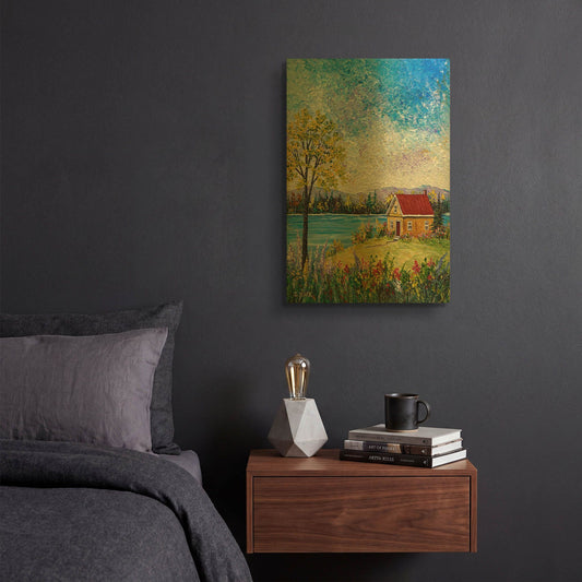 'Lake Flowers' By Sharon Mark Gold Metal Wall Art