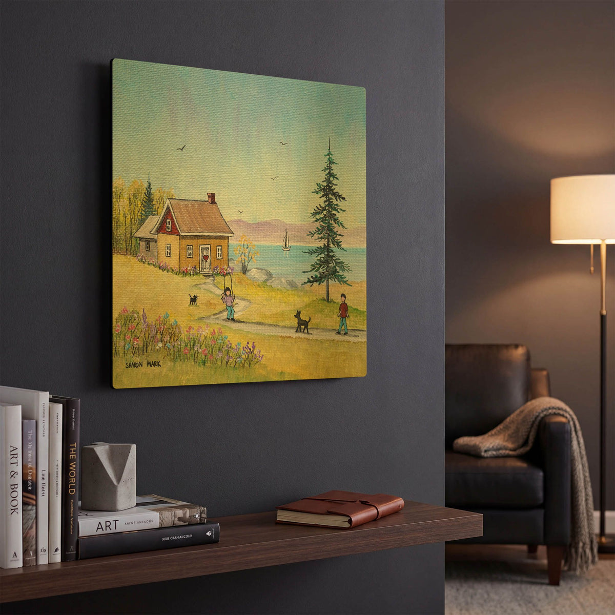 'Little Cottage' By Sharon Mark Gold Metal Wall Art