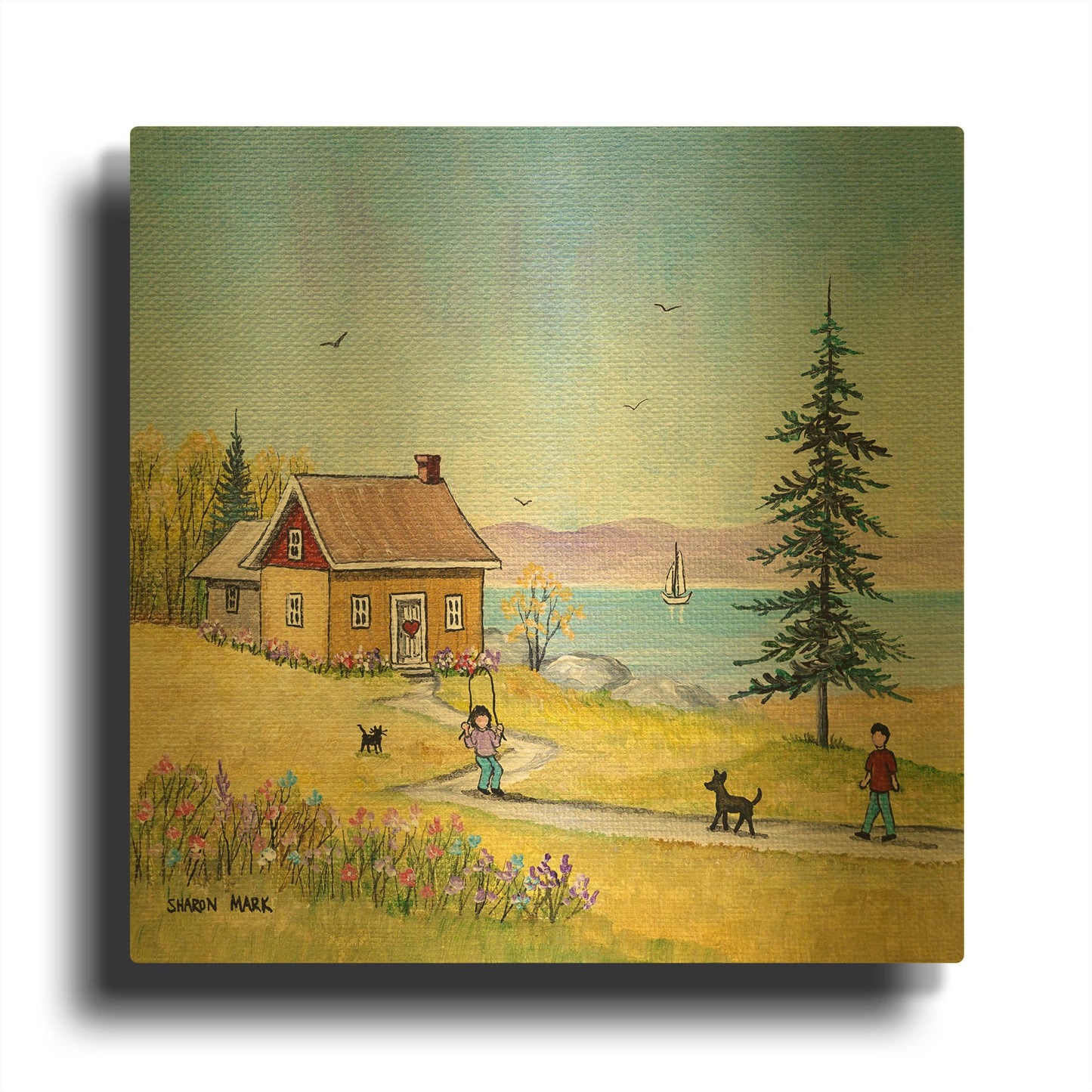 'Little Cottage' By Sharon Mark Gold Metal Wall Art