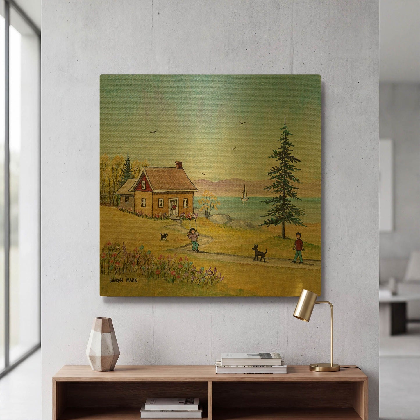 'Little Cottage' By Sharon Mark Gold Metal Wall Art