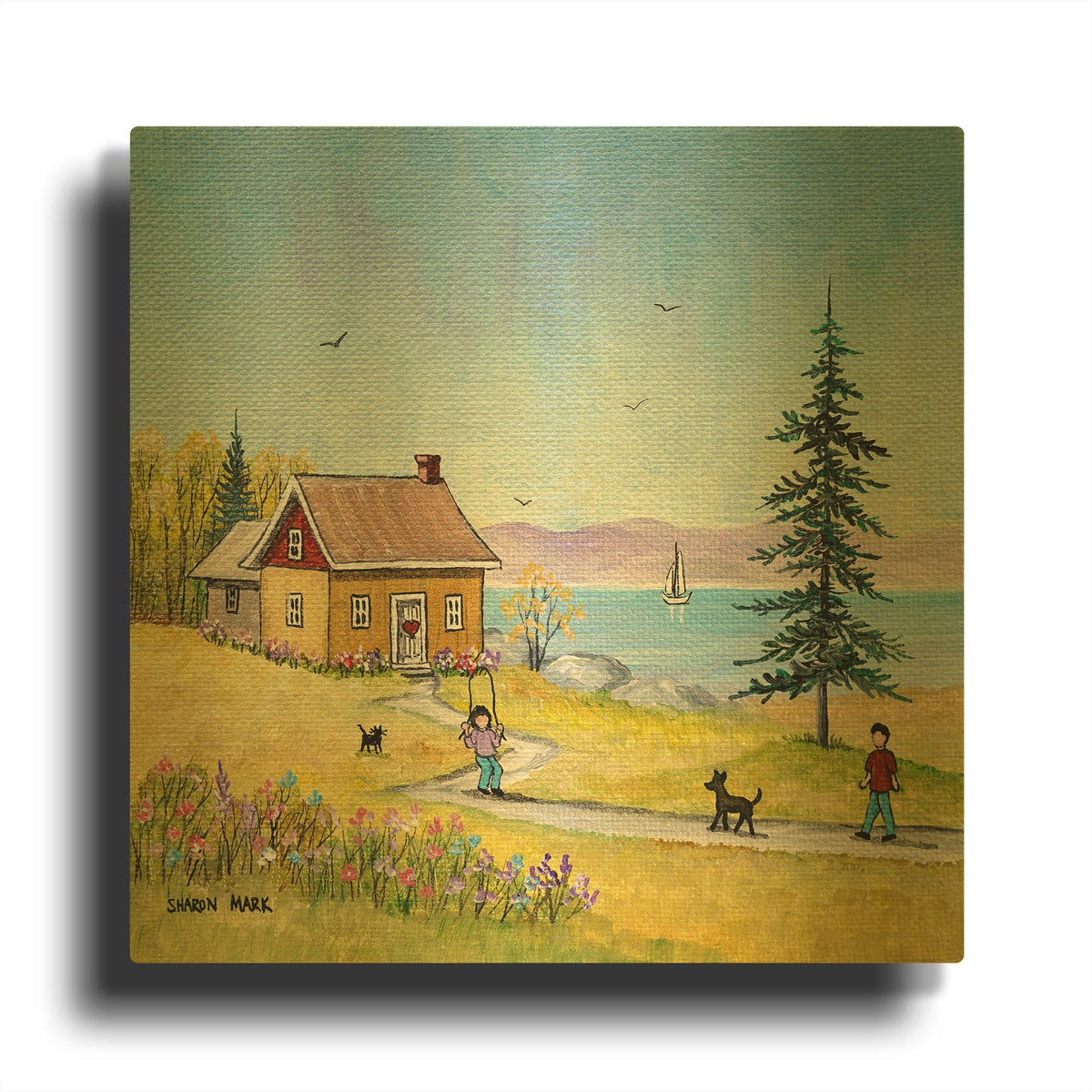 'Little Cottage' By Sharon Mark Gold Metal Wall Art