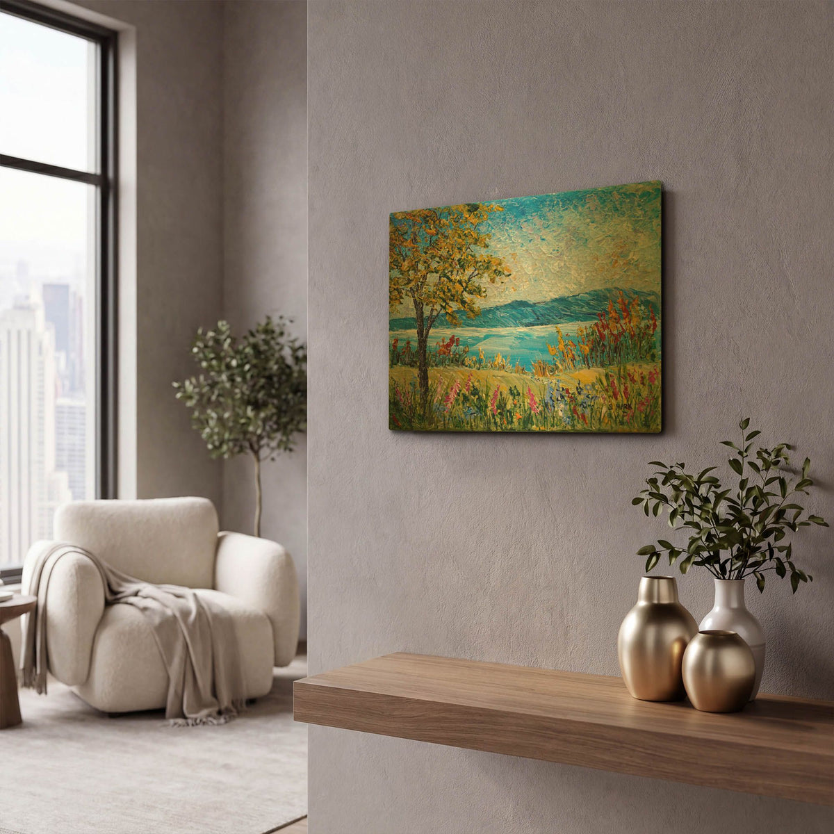 'River' By Sharon Mark Gold Metal Wall Art