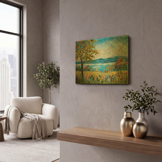 'River' By Sharon Mark Gold Metal Wall Art