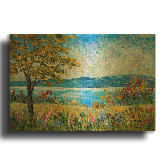 'River' By Sharon Mark Gold Metal Wall Art