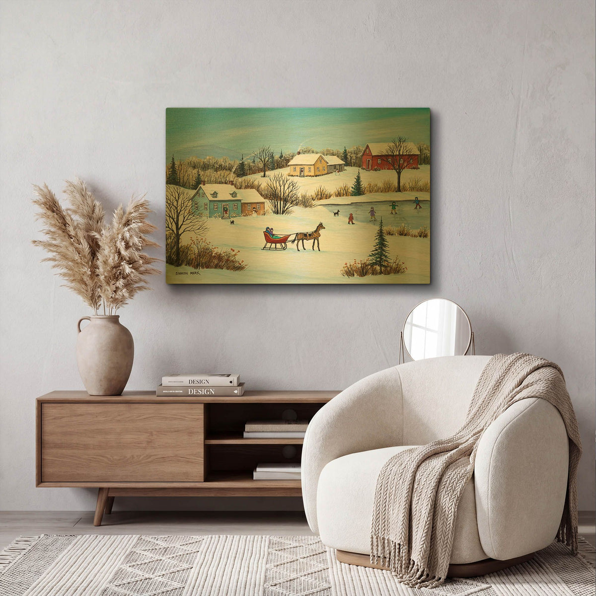 'Time for a Sleigh Ride' By Sharon Mark Gold Metal Wall Art