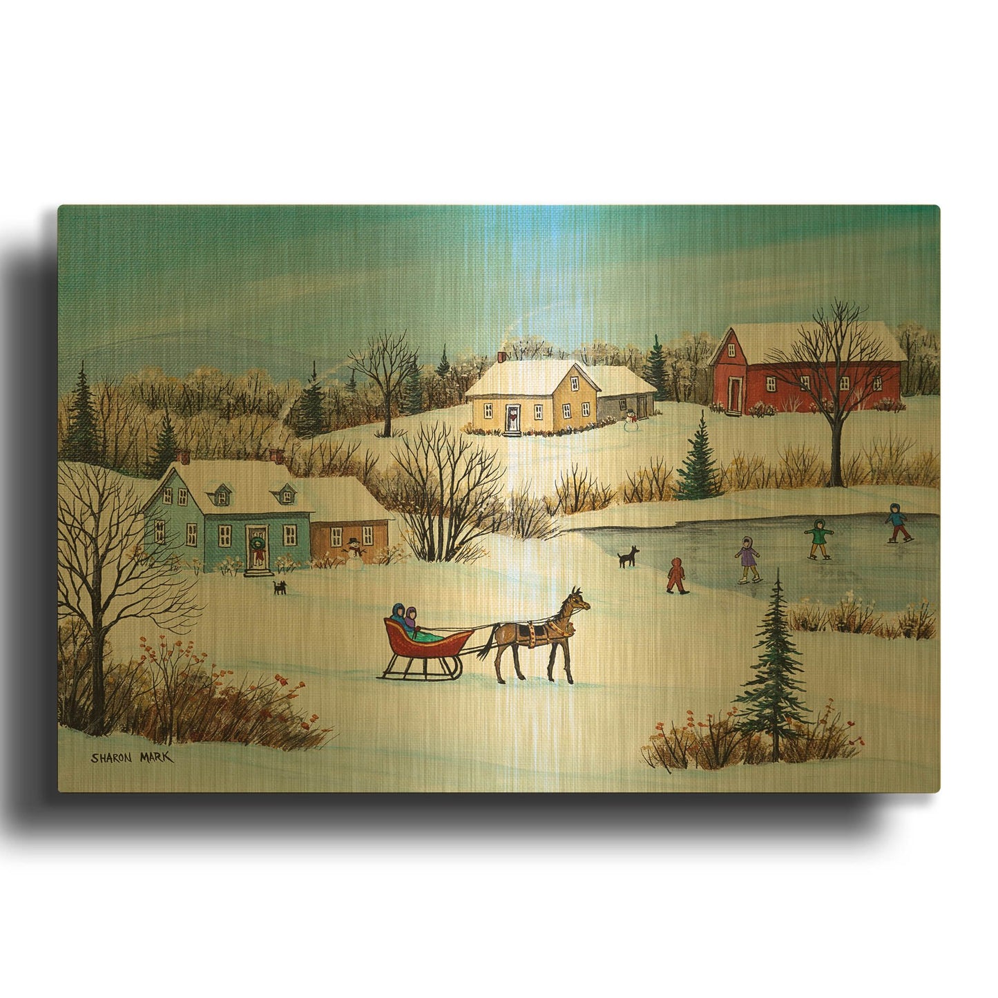 'Time for a Sleigh Ride' By Sharon Mark Gold Metal Wall Art