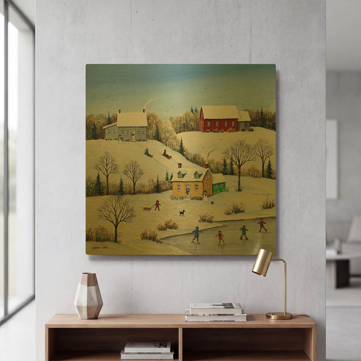 'We Love to Play' By Sharon Mark Gold Metal Wall Art