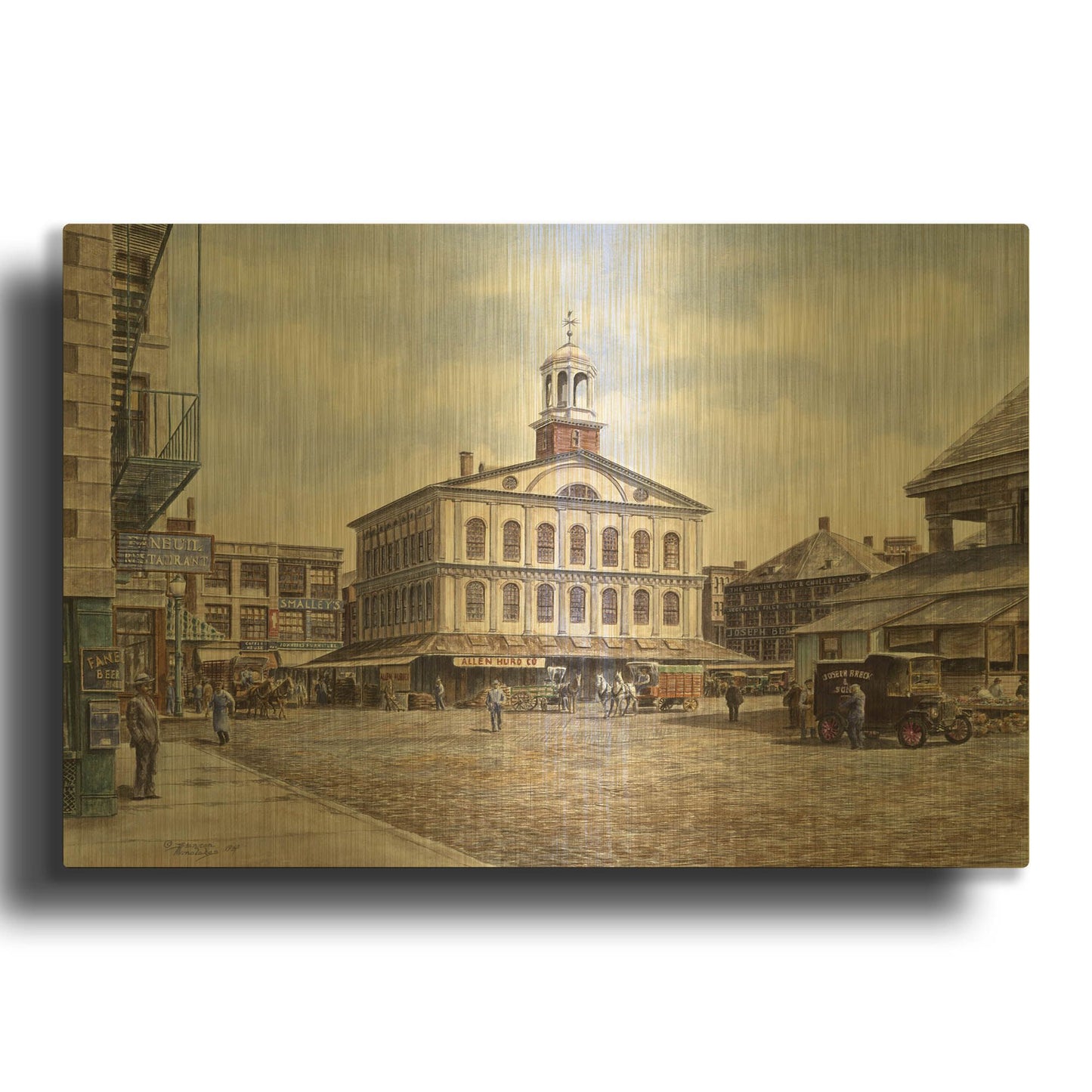 'Faneuil Hall, Ca. 1915' By Stanton Manolakas Gold Metal Wall Art