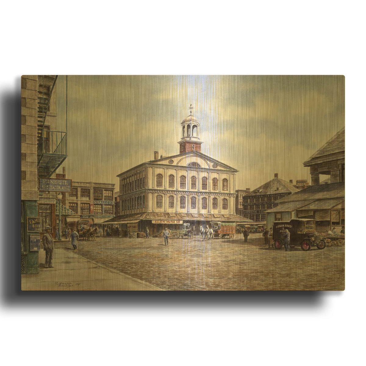 'Faneuil Hall, Ca. 1915' By Stanton Manolakas Gold Metal Wall Art