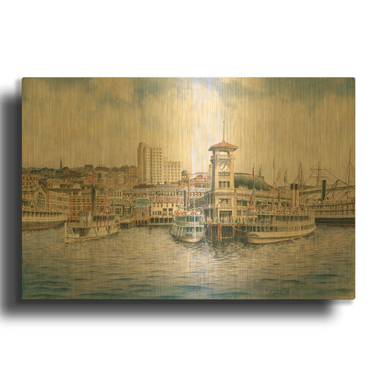 'Coleman Docks, Ca. 1911' By Stanton Manolakas Gold Metal Wall Art