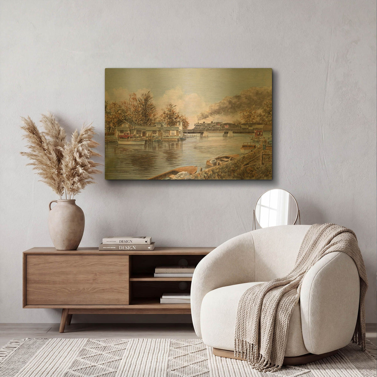 'Belle River, Ontario' By Stanton Manolakas Gold Metal Wall Art
