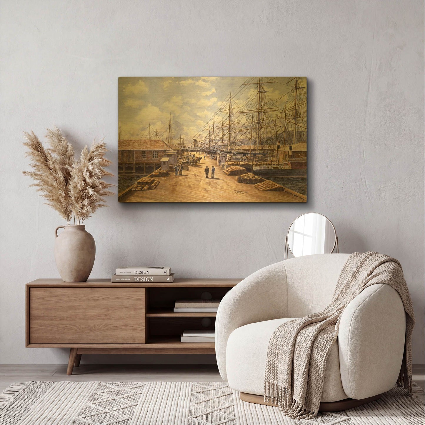 'Wellington Wharf, Well. N.2, Ca 1898' By Stanton Manolakas Gold Metal Wall Art