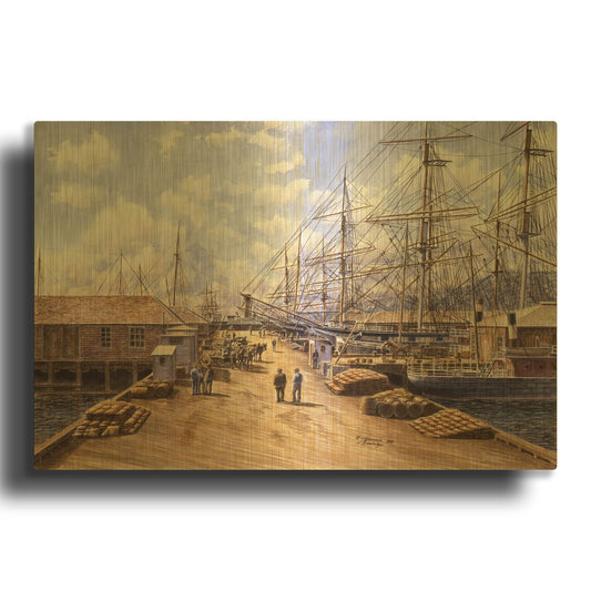 'Wellington Wharf, Well. N.2, Ca 1898' By Stanton Manolakas Gold Metal Wall Art