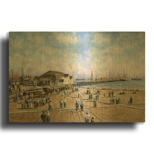 'Mcfadden Wharf, Ca., Ca 1900' By Stanton Manolakas Gold Metal Wall Art