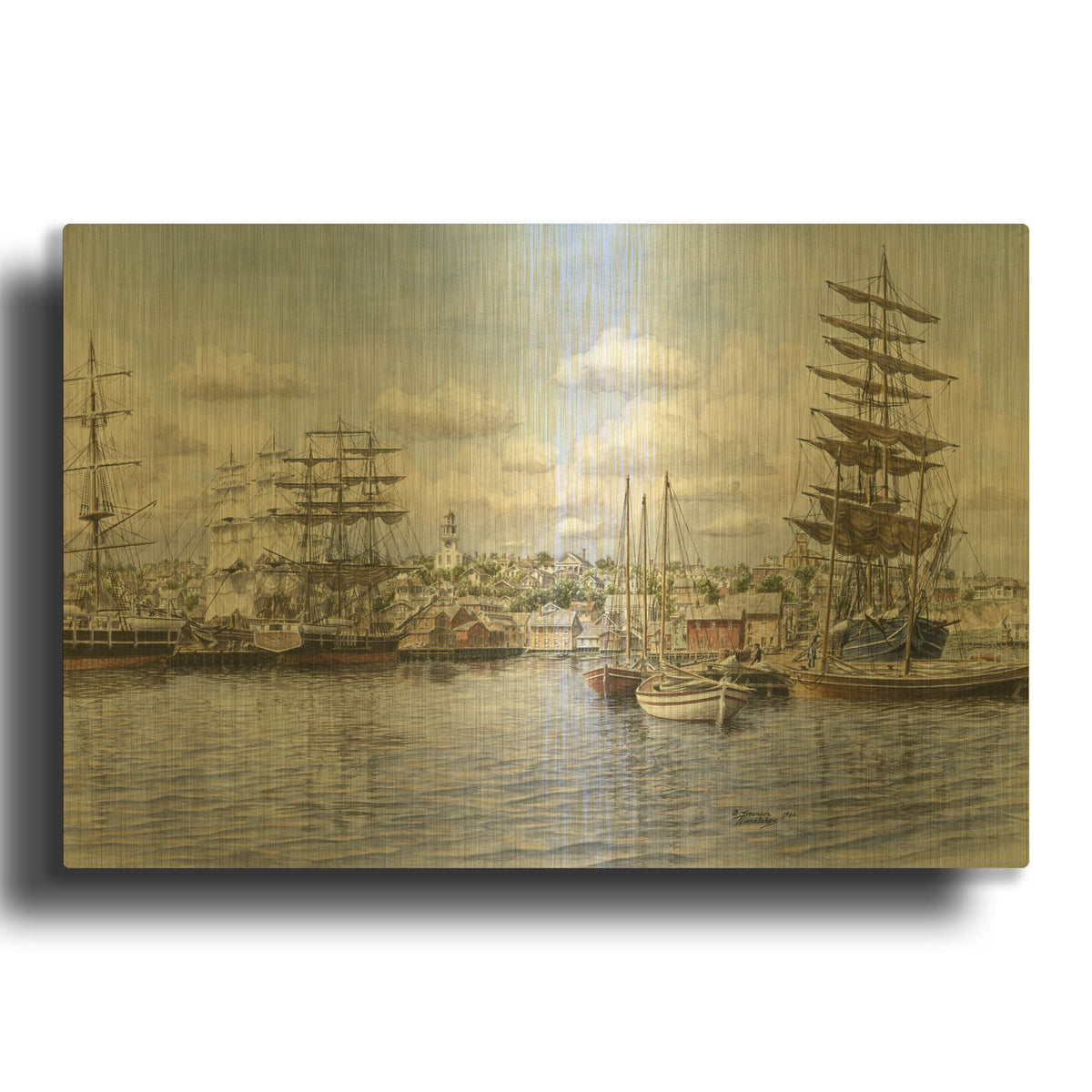 'Nantucket, Ca. 1865' By Stanton Manolakas Gold Metal Wall Art
