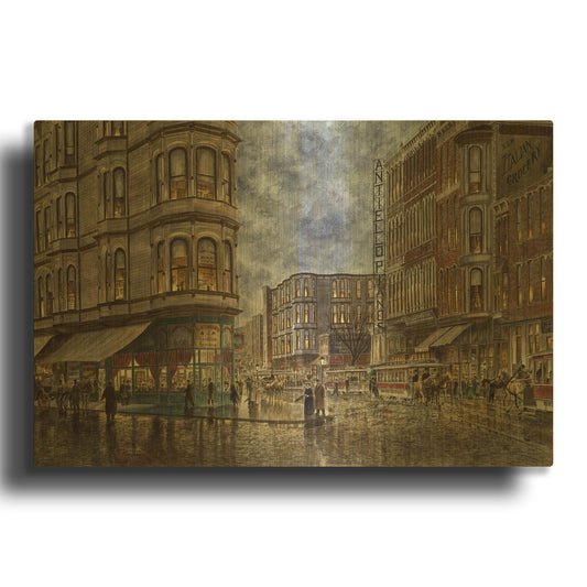 'Dinner Hour, San Francisco, Ellis & Market St.' By Stanton Manolakas Gold Metal Wall Art