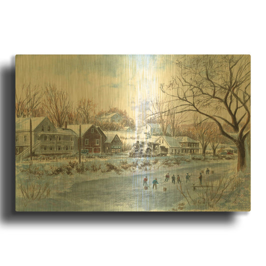 'The Hockey Game' By Stanton Manolakas Gold Metal Wall Art