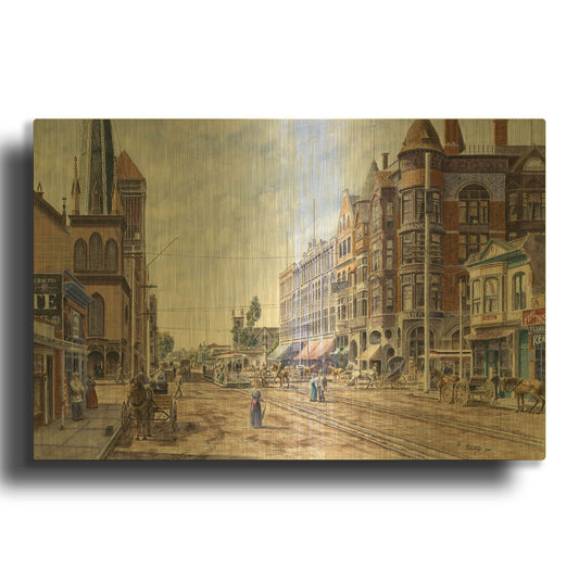 'Los Angeles, 2Nd & Broadway' By Stanton Manolakas Gold Metal Wall Art