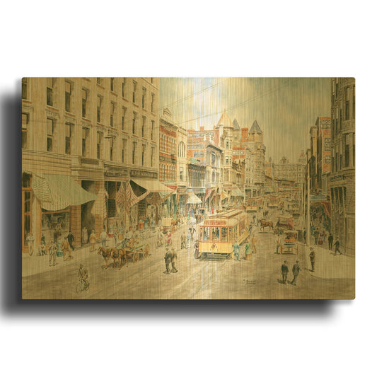 'Los Angeles, 3Rd & Spring' By Stanton Manolakas Gold Metal Wall Art