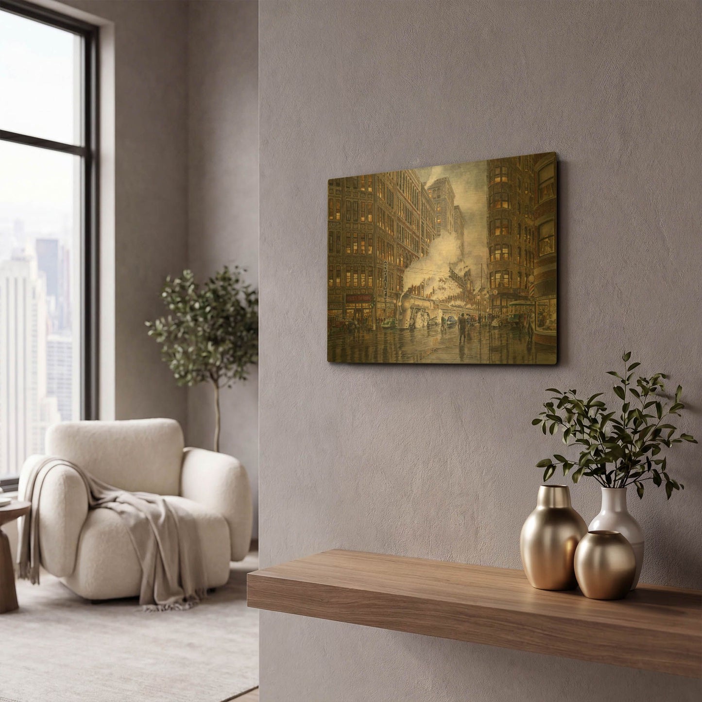 '20Th Century Ltd. At Syracuse Ny 1936' By Stanton Manolakas Gold Metal Wall Art