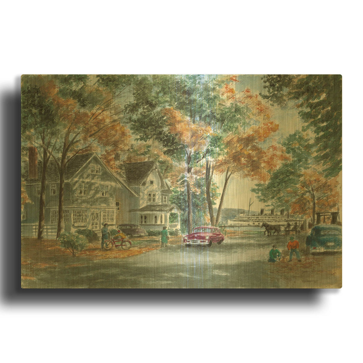 'Autumn On Glenn Dr.' By Stanton Manolakas Gold Metal Wall Art